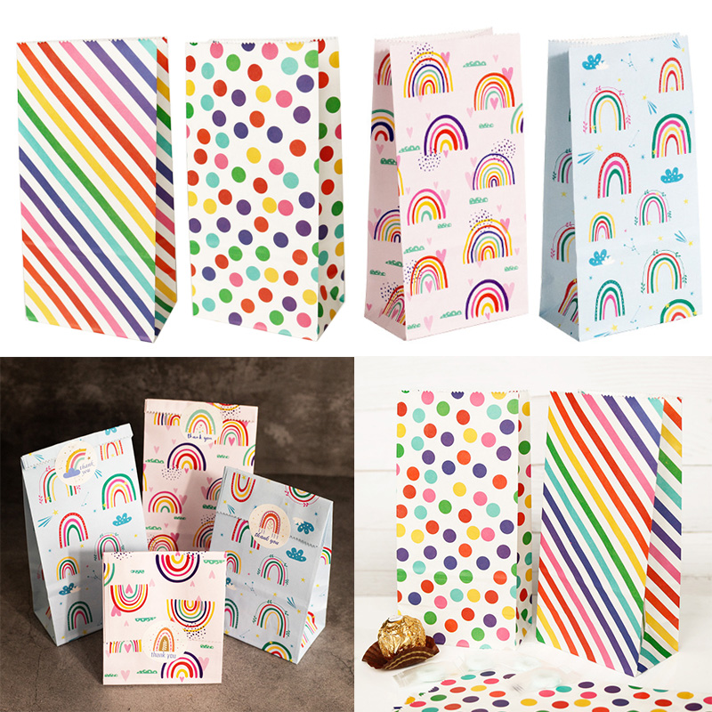 Event Party Box - Sacos de papel pequenos arco-íris impresso