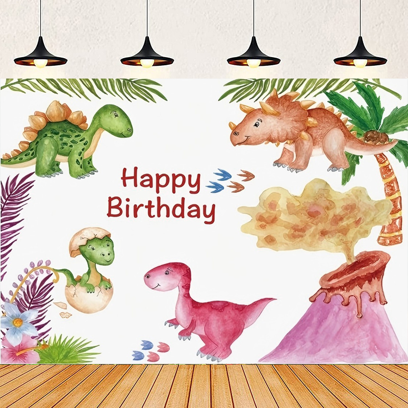 Dessert Table Backdrop - Fundo fotográfico em aquarela, selva, dinossauro,