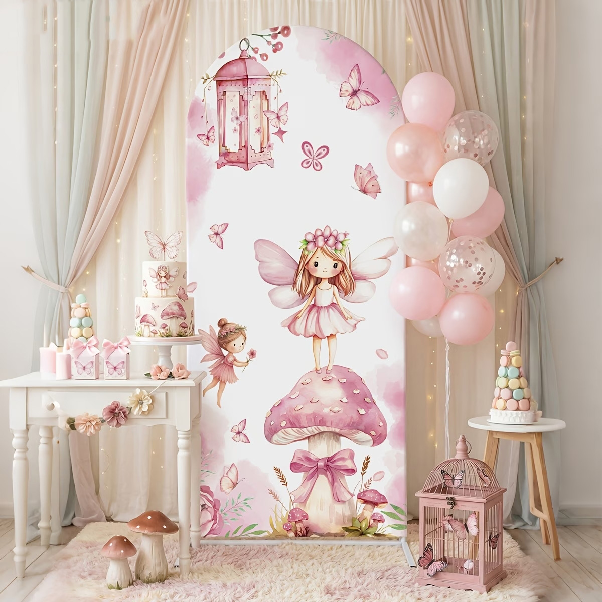 Fundo de Fada e Cogumelo para  - Dessert Table Backdrop avaliação e preço
