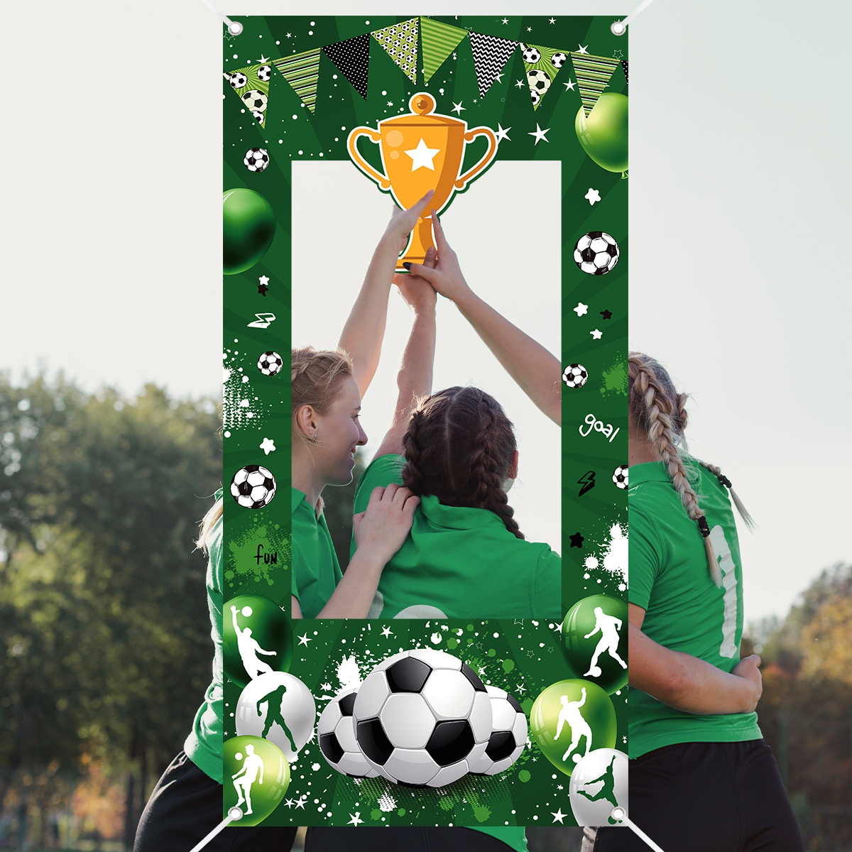 1pc verde futebol decorativo p - Photo Booth Frame avaliação e preço